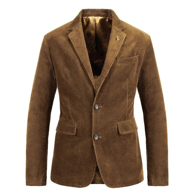 Giacca da Uomo in Velluto a Coste con Chiusura a Due Pulsanti - Blazer Elegante e Versatile 0