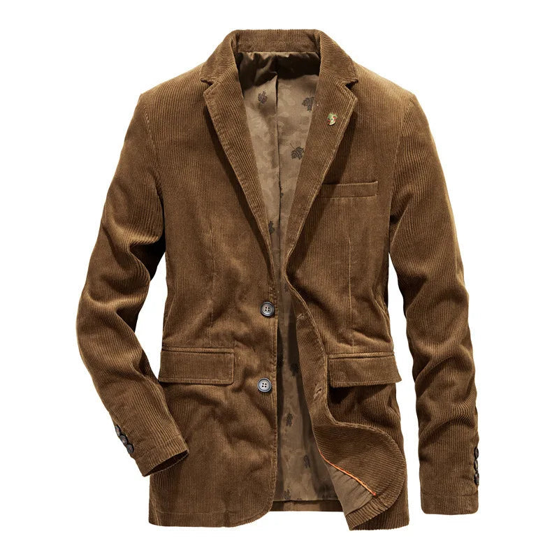 Giacca da Uomo in Velluto a Coste con Chiusura a Due Pulsanti - Blazer Elegante e Versatile 1