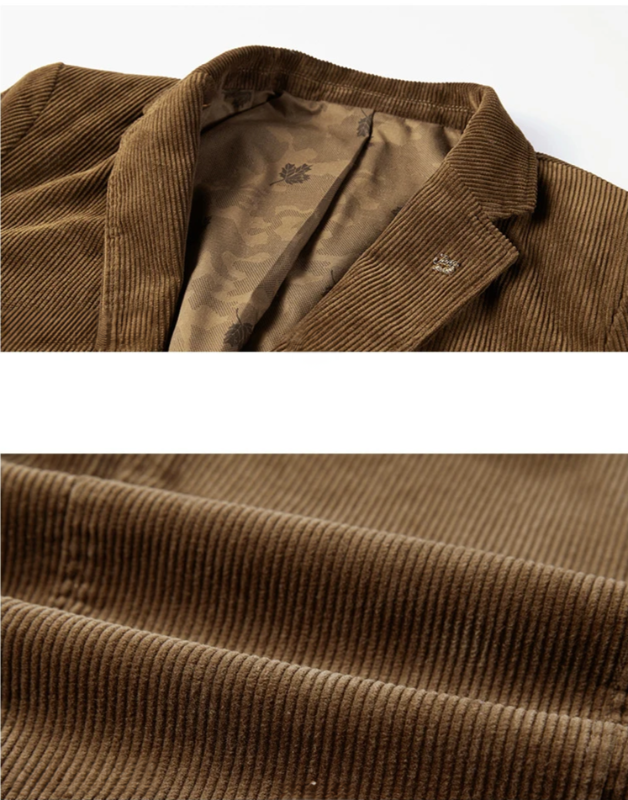 Giacca da Uomo in Velluto a Coste con Chiusura a Due Pulsanti - Blazer Elegante e Versatile 3