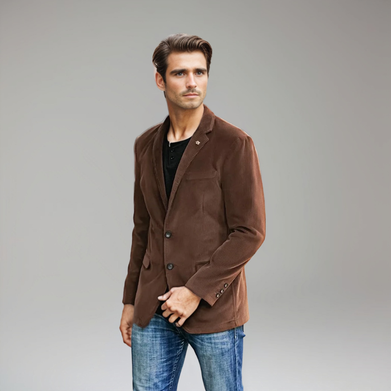 Giacca da Uomo in Velluto a Coste con Chiusura a Due Pulsanti - Blazer Elegante e Versatile 6