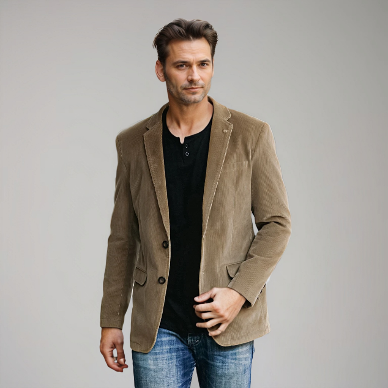 Giacca da Uomo in Velluto a Coste con Chiusura a Due Pulsanti - Blazer Elegante e Versatile 8