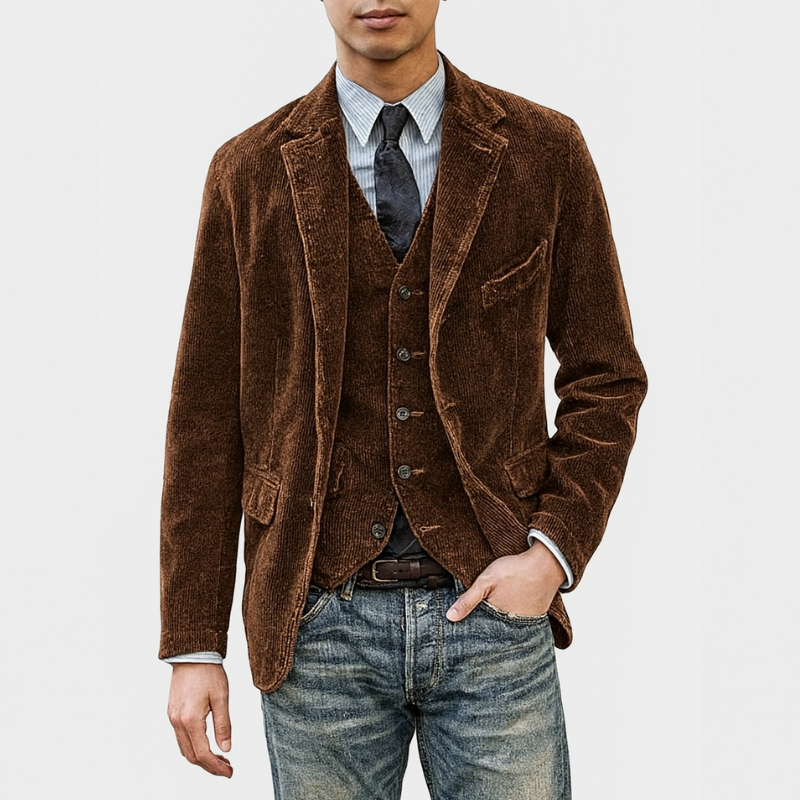 Elegante Herrenjacke mit passendem Weste für formelle und legere Anlässe