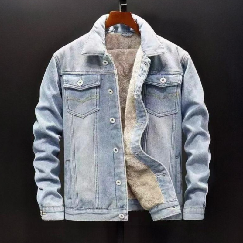 Herren-Denimjacke mit Fleece-Futter