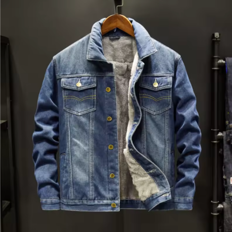Herren-Denimjacke mit Fleece-Futter