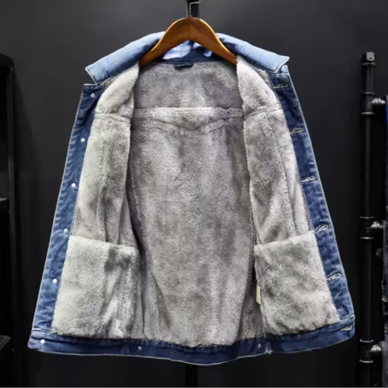Herren-Denimjacke mit Fleece-Futter