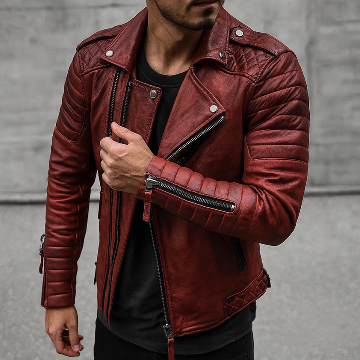 Giacca da uomo in pelle - Giacca da moto classica in ecopelle per un look moderno e funzionale