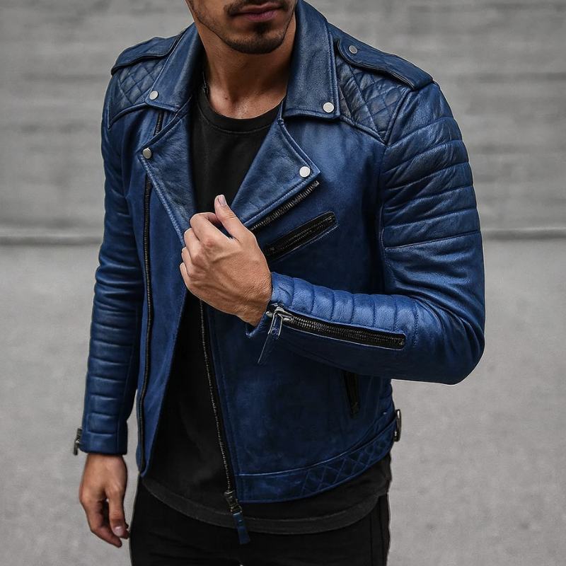Giacca da uomo in pelle - Giacca da moto classica in ecopelle per un look moderno e funzionale