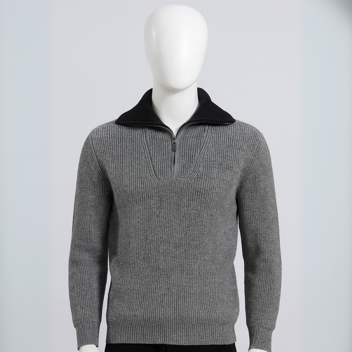 Herren Fleecejacke mit Henley-Kragen und Reißverschluss