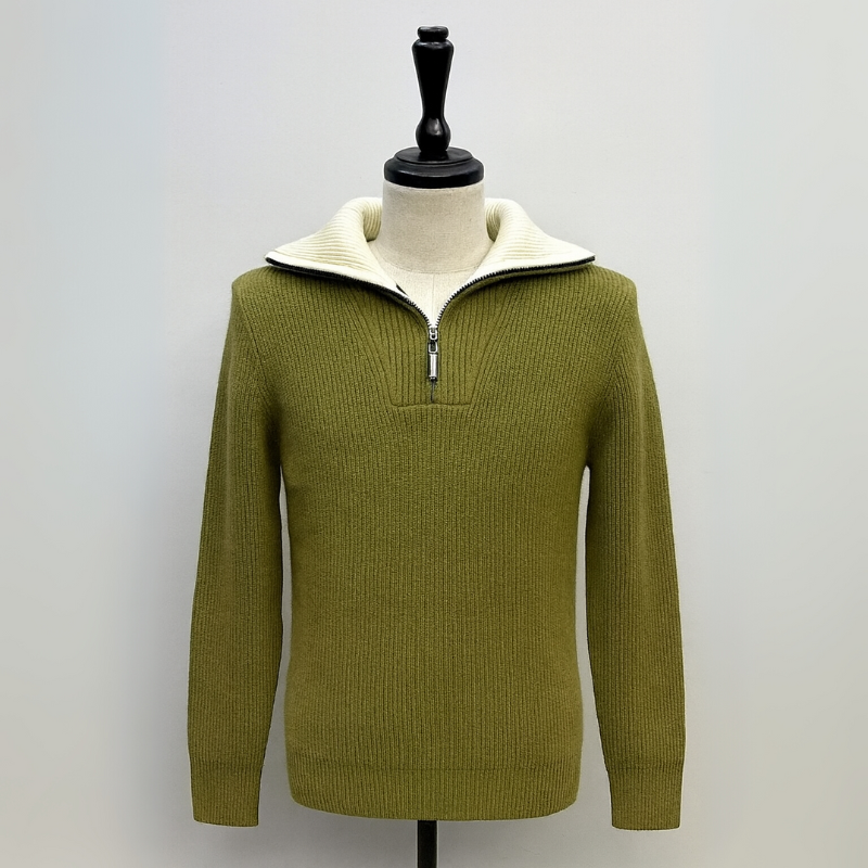 Herren Fleecejacke mit Henley-Kragen und Reißverschluss