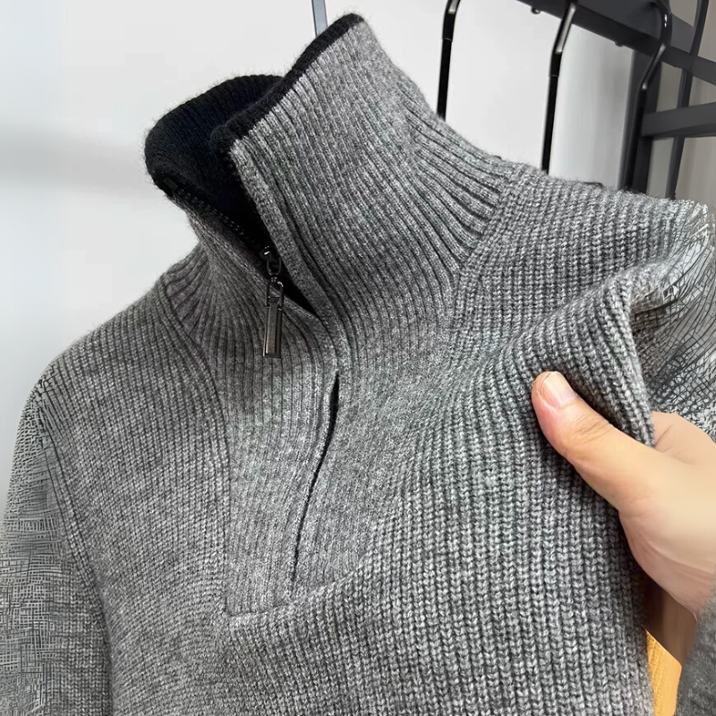Herren Fleecejacke mit Henley-Kragen und Reißverschluss