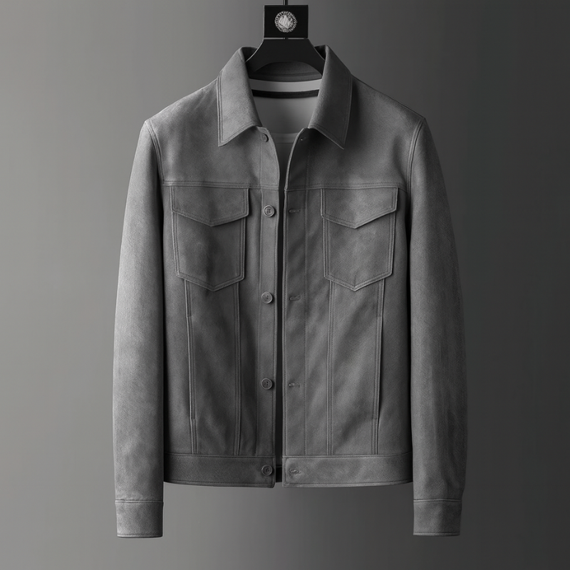 Chaqueta de piel de ante para hombre elegante y moderna – versatilidad para ocasiones formales e informales