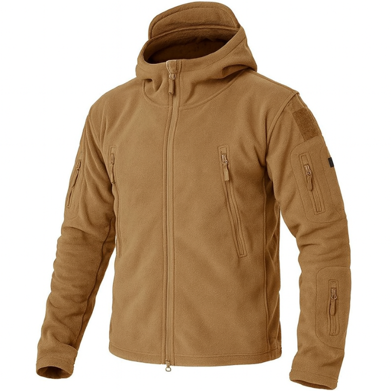 Chaqueta de invierno de forro polar para hombre con bolsillos y capucha - Calor para otoño e invierno