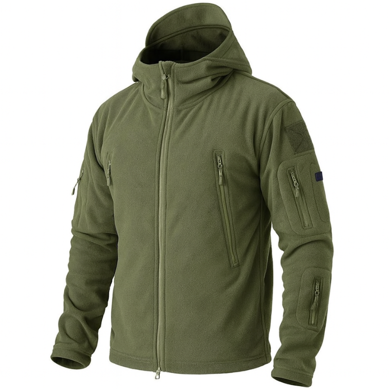 Chaqueta de invierno de forro polar para hombre con bolsillos y capucha - Calor para otoño e invierno