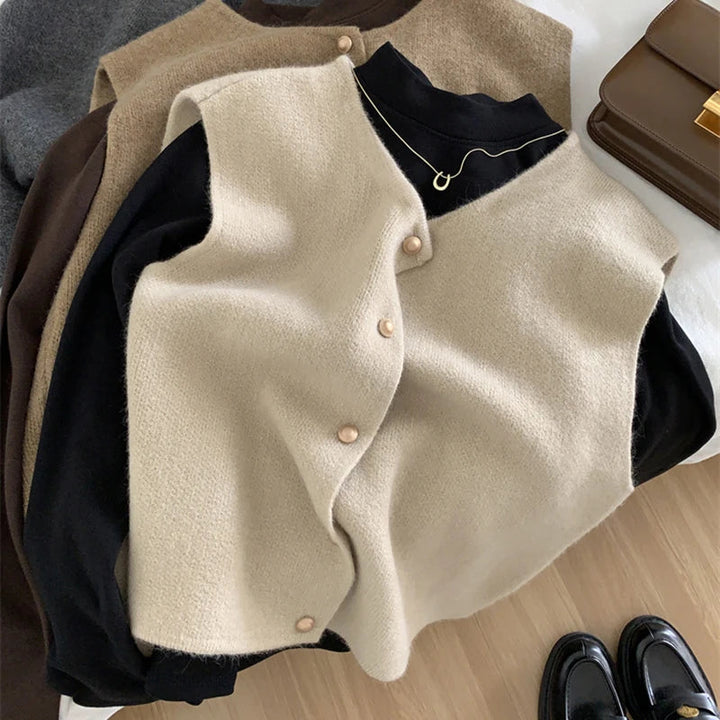 Gilet Donna Senza Maniche con Chiusura a Bottoni per Look Casual e Rilassato 6