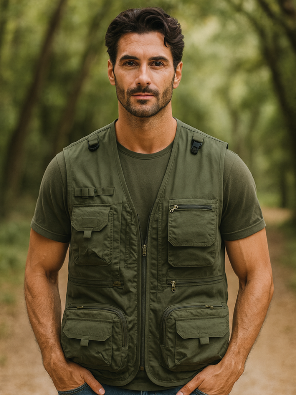 Gilet da Uomo per Tutte le Stagioni con Tasche Multiple per Attività All'aperto
