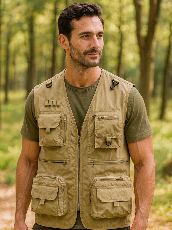 Gilet da Uomo per Tutte le Stagioni con Tasche Multiple per Attività All'aperto