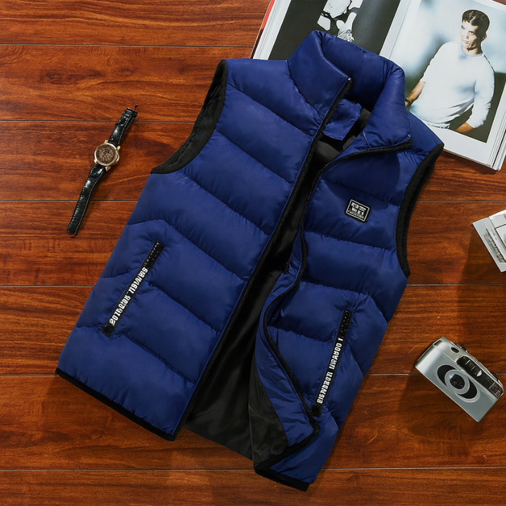 Gilet imbottito senza maniche casual da uomo per relax e calore