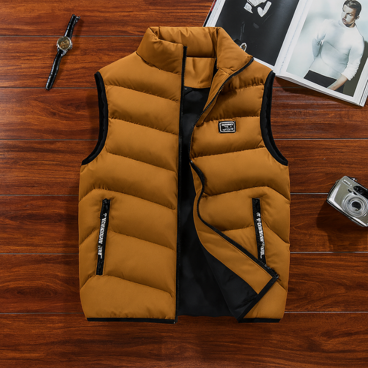 Gilet imbottito senza maniche casual da uomo per relax e calore