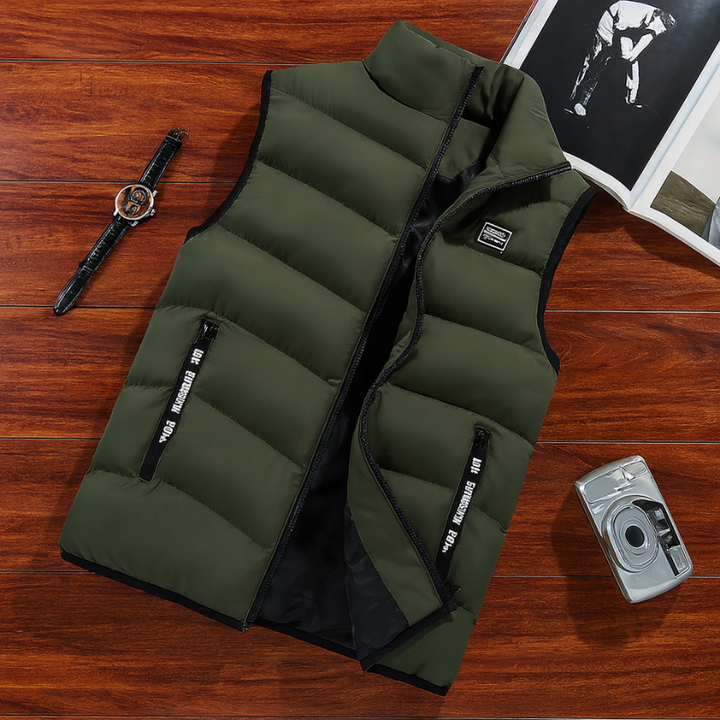 Gilet imbottito senza maniche casual da uomo per relax e calore