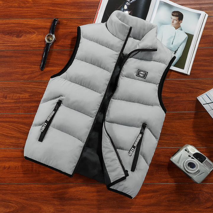 Gilet imbottito senza maniche casual da uomo per relax e calore