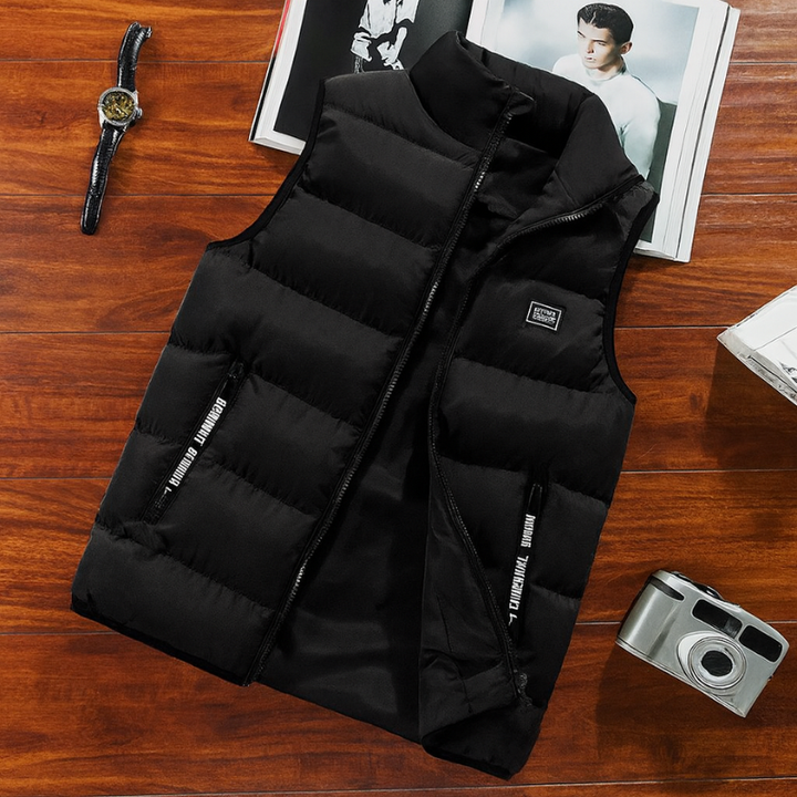 Gilet imbottito senza maniche casual da uomo per relax e calore