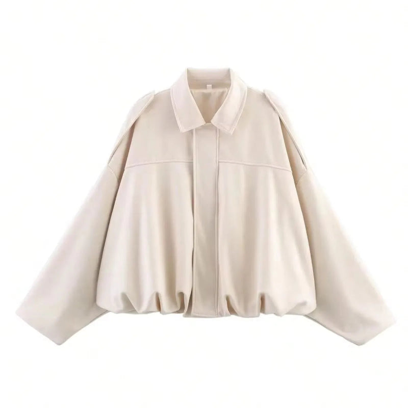 Giubbotto Donna Bomber in Pelle Scamosciata Marrone e Verde con Chiusura a Cerniera – Vestibilità Ampia e Stile Vintage 0