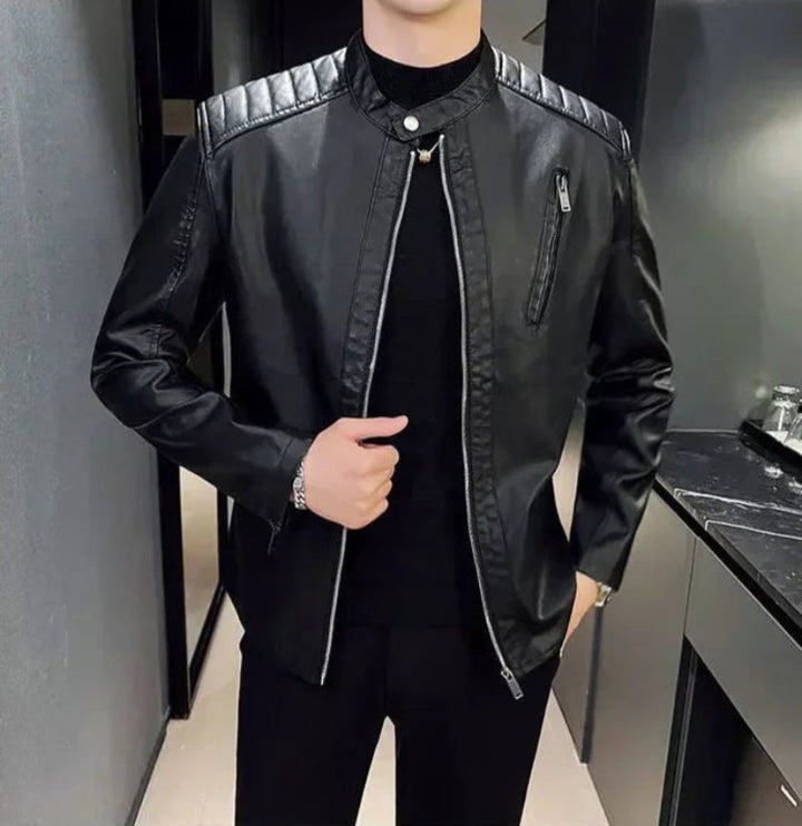Giubbotto Pelle Uomo Slim Fit con Tasche Zip per Look Urbano Elegante 6