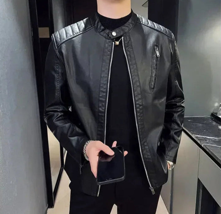 Giubbotto Pelle Uomo Slim Fit con Tasche Zip per Look Urbano Elegante 7