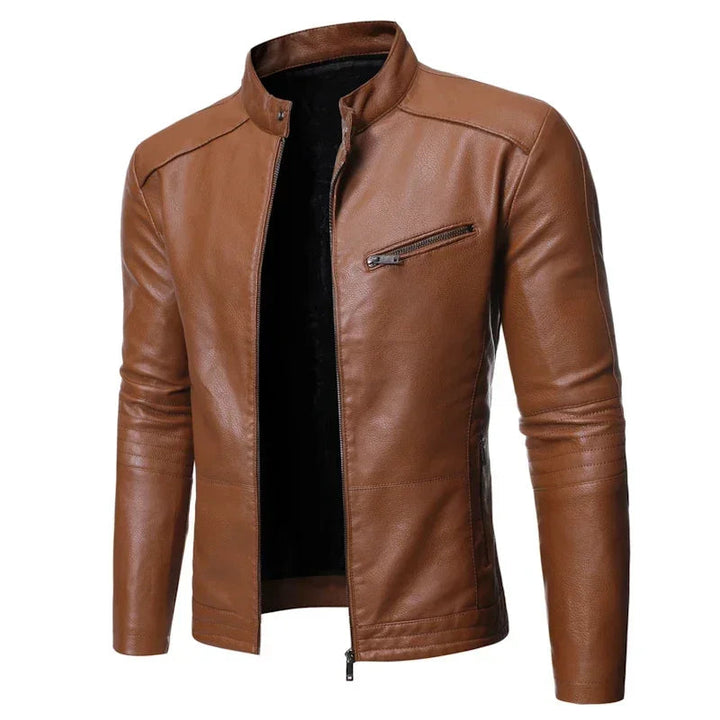 Giubbotto Pelle Uomo Slim Fit con Tasche Zip per Look Urbano Elegante 8