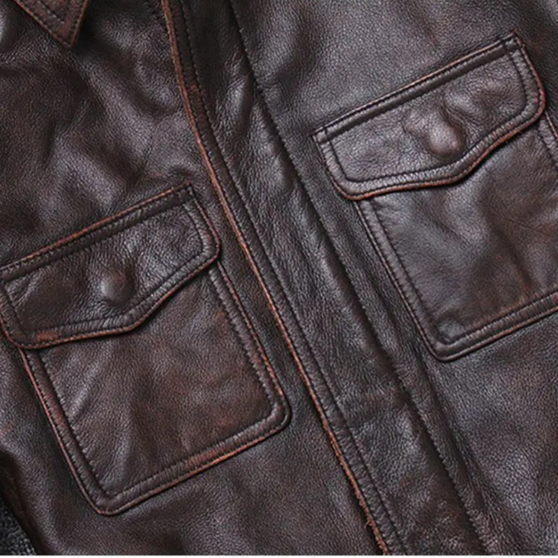 Giacca Vintage da Uomo in Pelle con Cerniera Nascosta