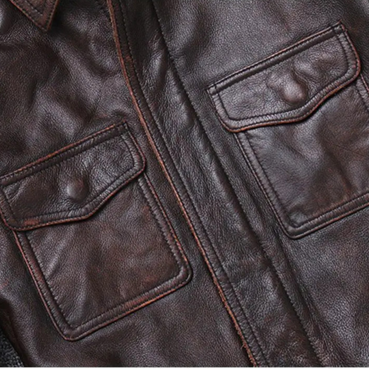 Giacca Vintage da Uomo in Pelle con Cerniera Nascosta