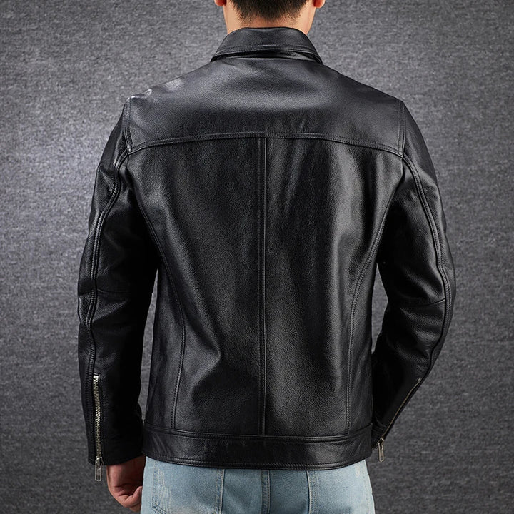 Giubbotto Pelle Uomo Vintage con Zip Nascosta, Giacca Elegante per Stile Quotidiano 2