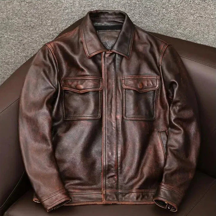 Giubbotto Pelle Uomo Vintage con Zip Nascosta, Giacca Elegante per Stile Quotidiano 3
