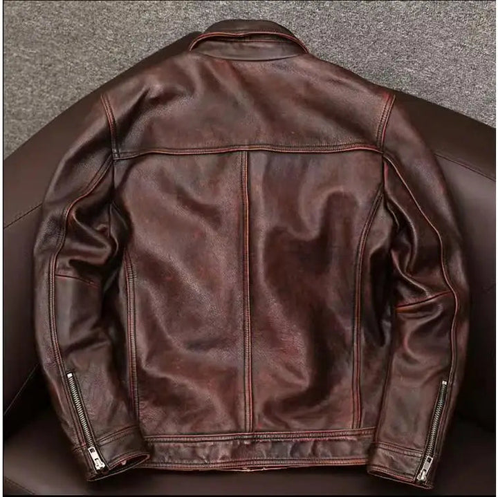 Giubbotto Pelle Uomo Vintage con Zip Nascosta, Giacca Elegante per Stile Quotidiano 4