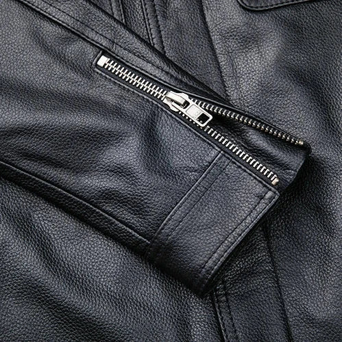 Giubbotto Pelle Uomo Vintage con Zip Nascosta, Giacca Elegante per Stile Quotidiano 8