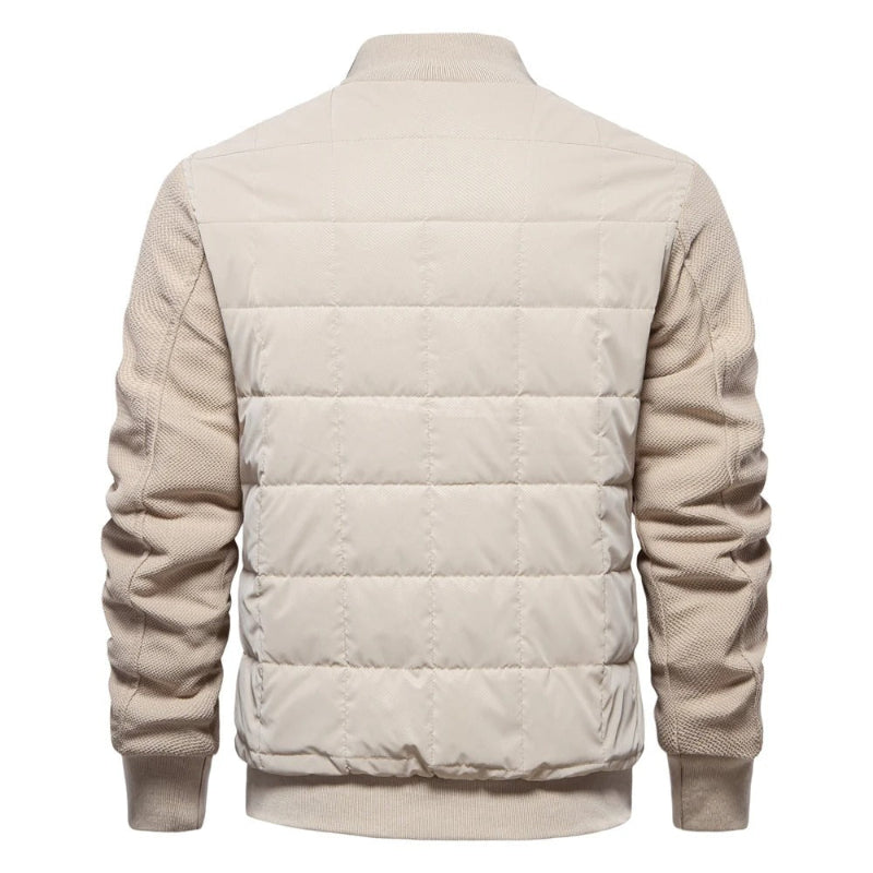 Chaqueta bomber acolchada para hombre con cuello alto y cierre con cremallera – Abrigo de invierno estilo plumón