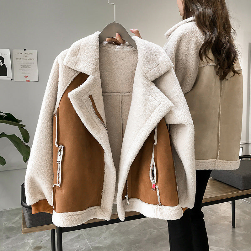 Giubbotto da Donna Aviatore Oversize Chic in Beige e Marrone 0