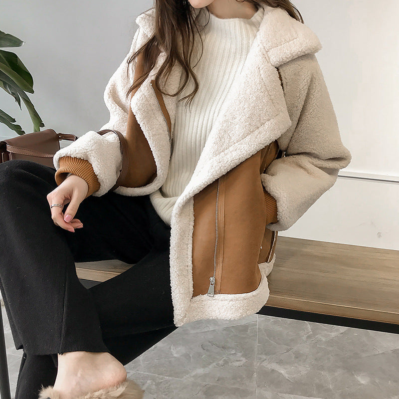 Giubbotto da Donna Aviatore Oversize Chic in Beige e Marrone 1