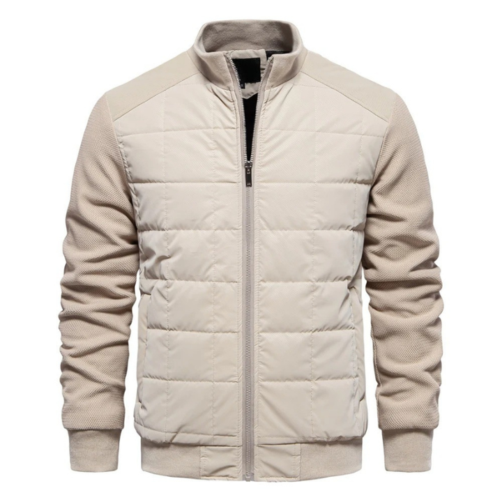 Chaqueta bomber acolchada para hombre con cuello alto y cierre con cremallera – Abrigo de invierno estilo plumón