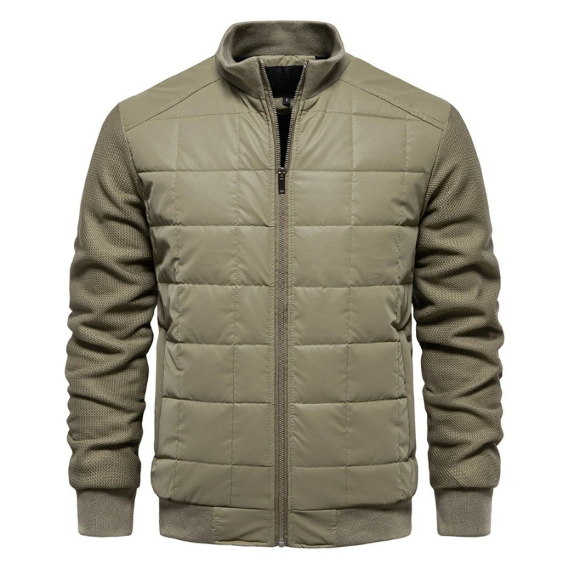Chaqueta bomber acolchada para hombre con cuello alto y cierre con cremallera – Abrigo de invierno estilo plumón