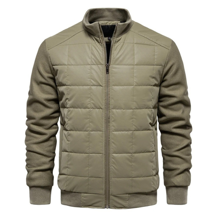 Chaqueta bomber acolchada para hombre con cuello alto y cierre con cremallera – Abrigo de invierno estilo plumón
