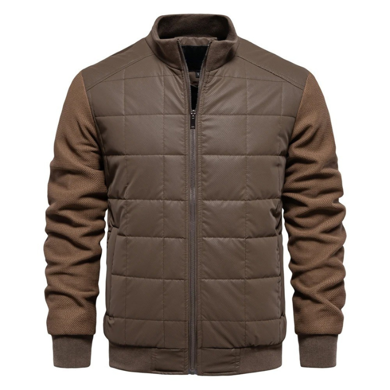 Chaqueta bomber acolchada para hombre con cuello alto y cierre con cremallera – Abrigo de invierno estilo plumón