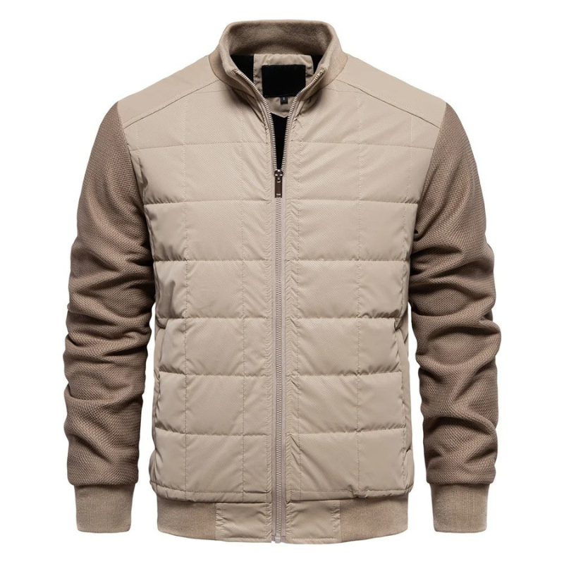 Chaqueta bomber acolchada para hombre con cuello alto y cierre con cremallera – Abrigo de invierno estilo plumón