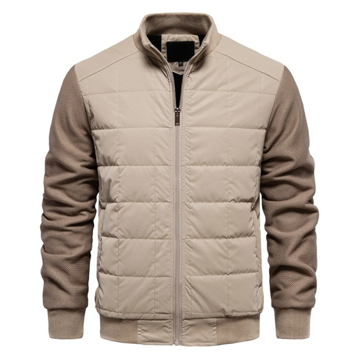 Chaqueta bomber acolchada para hombre con cuello alto y cierre con cremallera – Abrigo de invierno estilo plumón