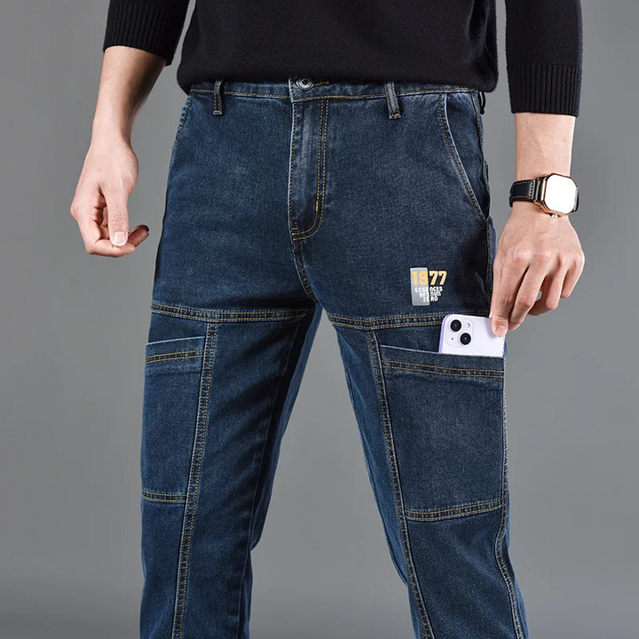 Jeans Urban Vintage für Herren mit verstellbarem Gürtel und 4-Wege-Stretch