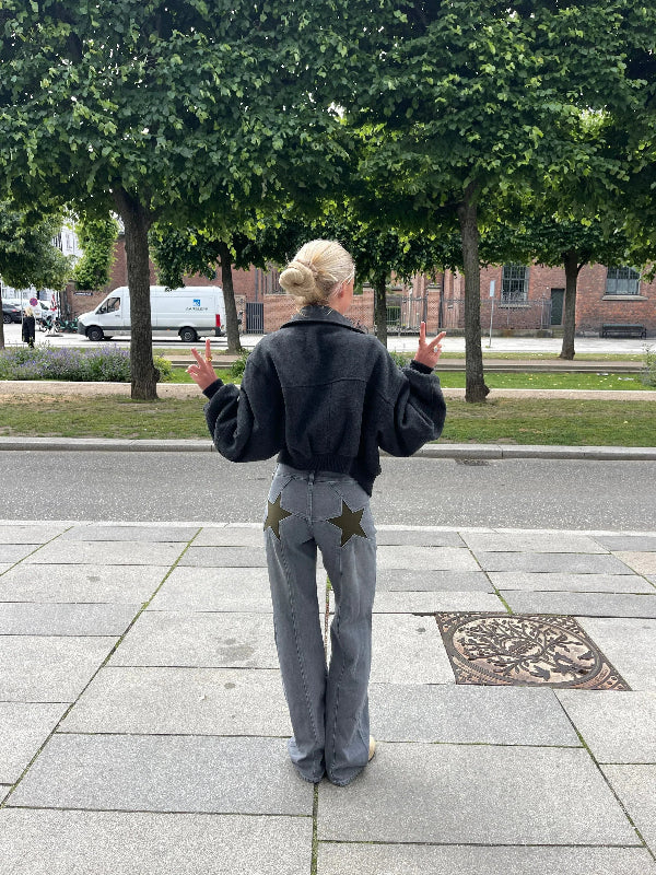 Jeans Donna Dritti a Vita Alta con Ricamo a Stella, Look Casual e Versatile 7
