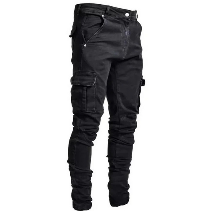 Jeans da Uomo Slim Fit con Tasche Cargo in Denim Leggero per Look Moderno