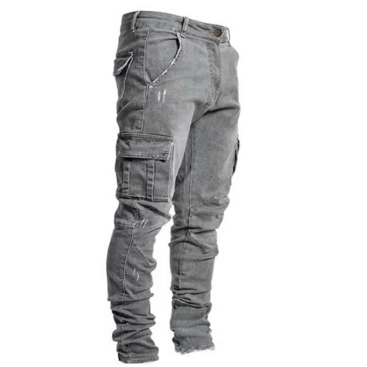Jeans da Uomo Slim Fit con Tasche Cargo in Denim Leggero per Look Moderno