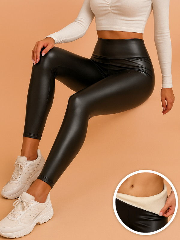Leggings mit hoher Taille und schlanker Passform mit Leder-Effekt