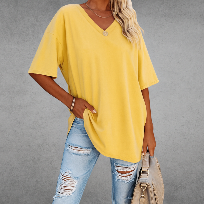 Oversize-T-Shirt mit V-Ausschnitt für Damen